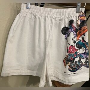 Vintage Disney Unlimited Jerry Leigh Women's White Shorts Mickey & Minnie, Med